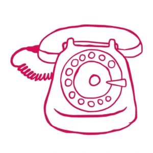 Hand drawn old school telephone. Book a call with online probate